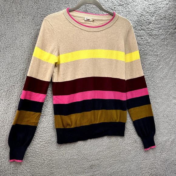 Faherty Ollie Small Knit Sweater Cashmere Blend Horizontal Stripes Crew Neck - Picture 7 of 10